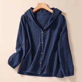 Rest Nest Fall Jacquard Buttons Down Design Long Sleeve Women's Hoodie