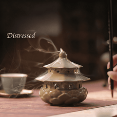 Lotus Pagoda Ceramic Incense Burner – Multi-Use Incense Holder for Sticks, Cones & Coils