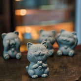 The Four Disciplines: Grey Sandstone Wise Feline Kittens — The Art of Mindful Living