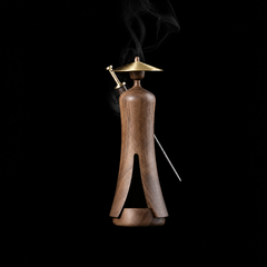 Wooden Incense Burner Gift Set – Swordsman Figure & Sword Holder