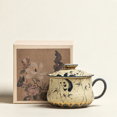 Panda & Bamboo — Hand-Painted Ceramic Mug with Lid