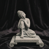 Minimalist Resting Figure Statue – Shakyamuni Inspired Sandstone Decor for Home & Desk
