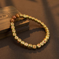 Golden Light Mantra Solid Copper Bead Bracelet with Thunderstruck Jujube Wood – Symbol of Protection & Balance - ShaolinMart