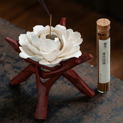 Ceramic Peony Incense Holder — Handmade Floral Sculpture for Desk & Home Decor