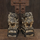 Hand-Carved Bluestone Guardian Lion Pair – Feng Shui Protection Statues
