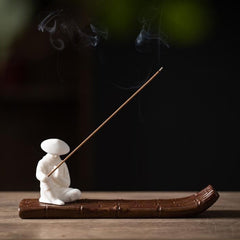 Samurai Wanderer Ceramic Bamboo Raft Incense Holder & Tabletop Decor