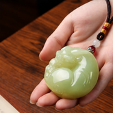 Natural Jade Pixiu Hand Piece – Hand-Carved Feng Shui Wealth Charm