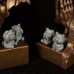 The Four Disciplines: Grey Sandstone Wise Feline Kittens — The Art of Mindful Living