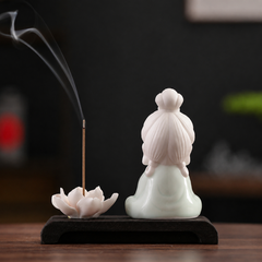 Pure Vase Guanyin Ceramic Incense Holder – Lotus Stick Incense Burner & Elegant Home Decor