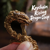 Brass Dragon Keychain – Hand-Carved Copper or Silver Inlay Charm