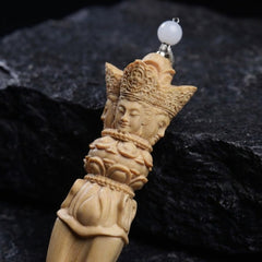 Hand-Carved Boxwood Vajra: The "Thunderbolt" Meditation Talisman & Zen Fidget