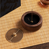 Zen Incense Burner Gift Set – Walnut Wood Coil Incense Kit