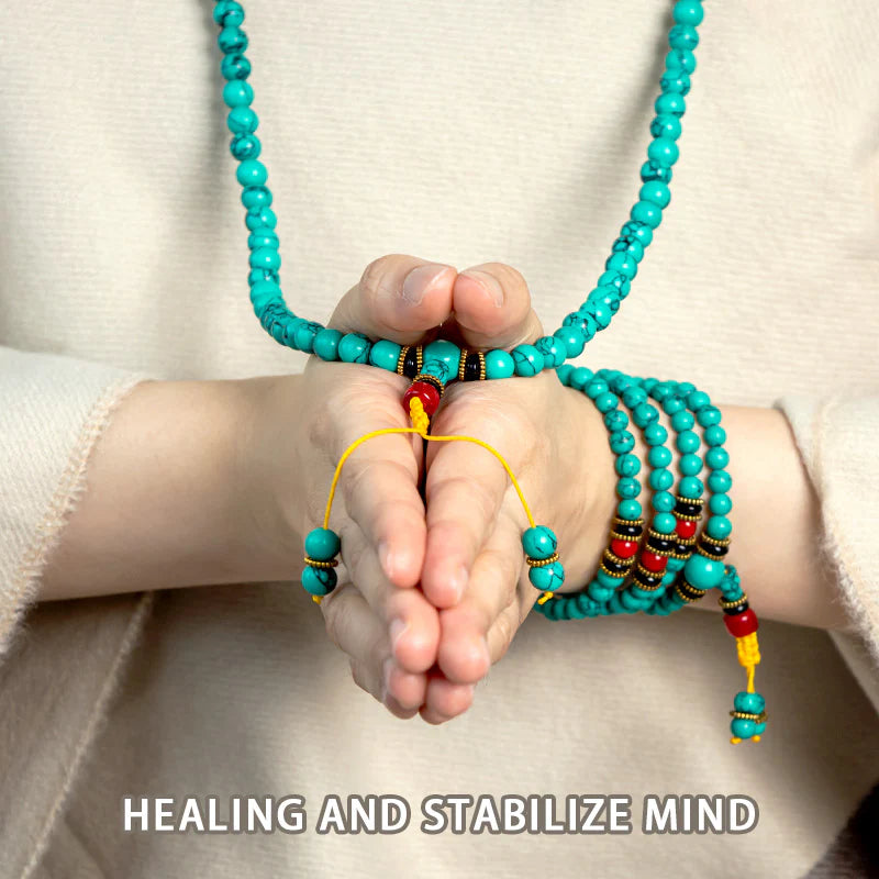 Tibetan Turquoise Healing 108 Mala Bracelet