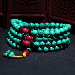 Tibetan Turquoise Healing 108 Mala Bracelet