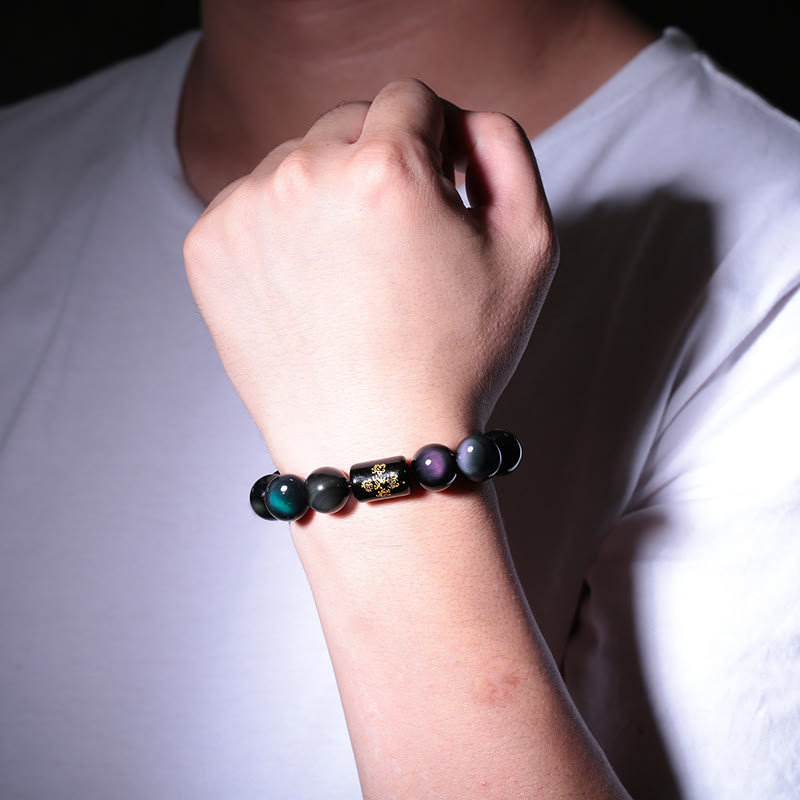 Rest Nest Natural Rainbow Obsidian Positive Transformation Bracelet
