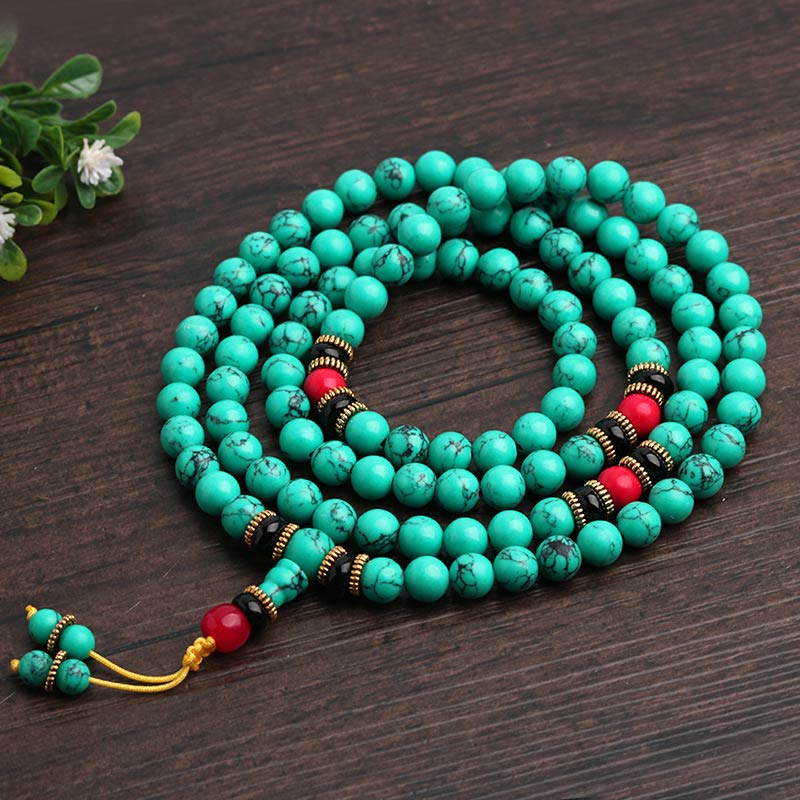 Tibetan Turquoise Healing 108 Mala Bracelet