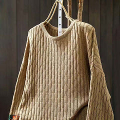 Rest Nest Winter Patchwork Design Long Sleeve Crew Neck Women's Sweater