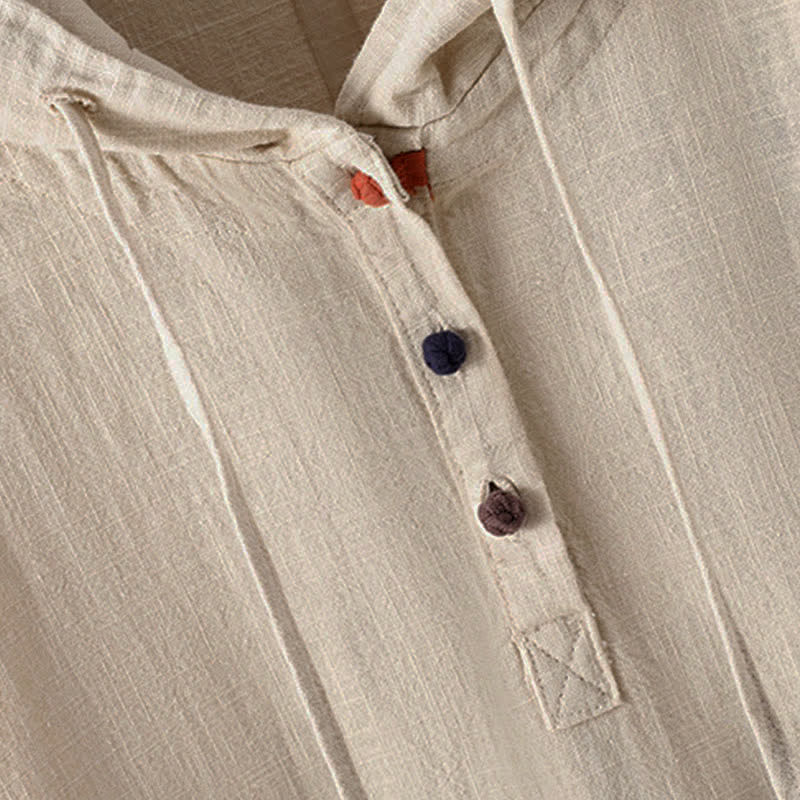 Rest Nest Women's Plain Buttons Design Long Sleeve Hoodie With Pockets