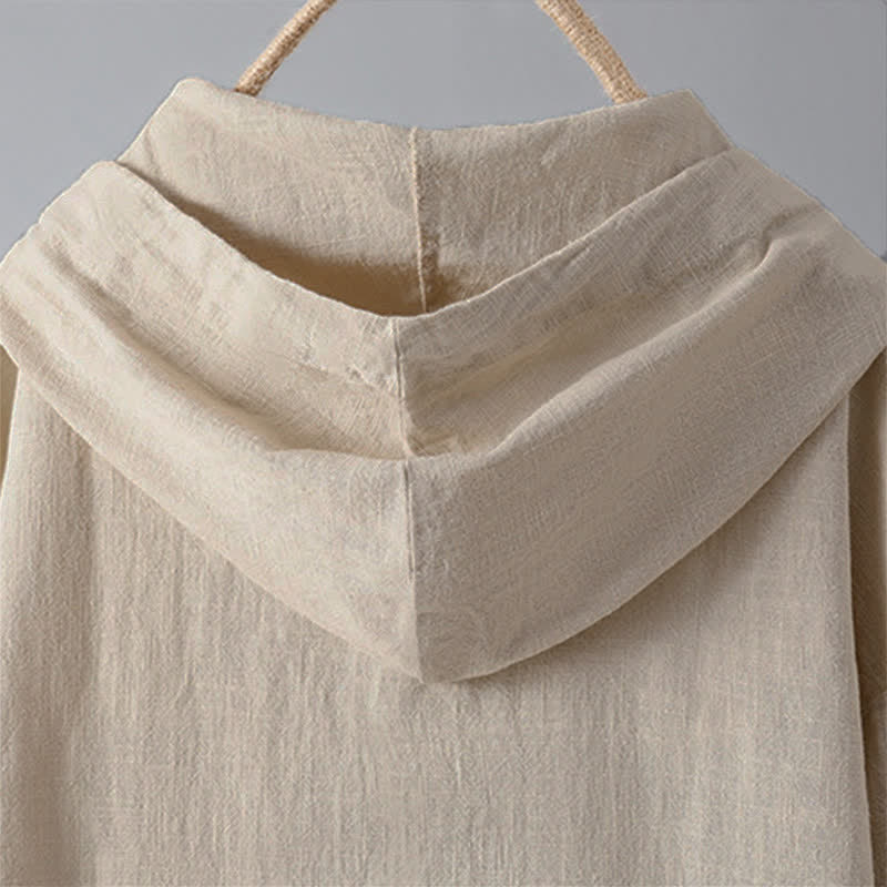 Rest Nest Women's Plain Buttons Design Long Sleeve Hoodie With Pockets