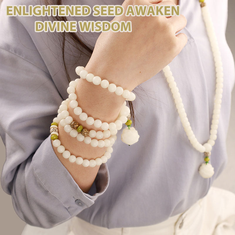 Rest Nest White Jade Bodhi Lotus Mala Harmony Necklace Bracelet