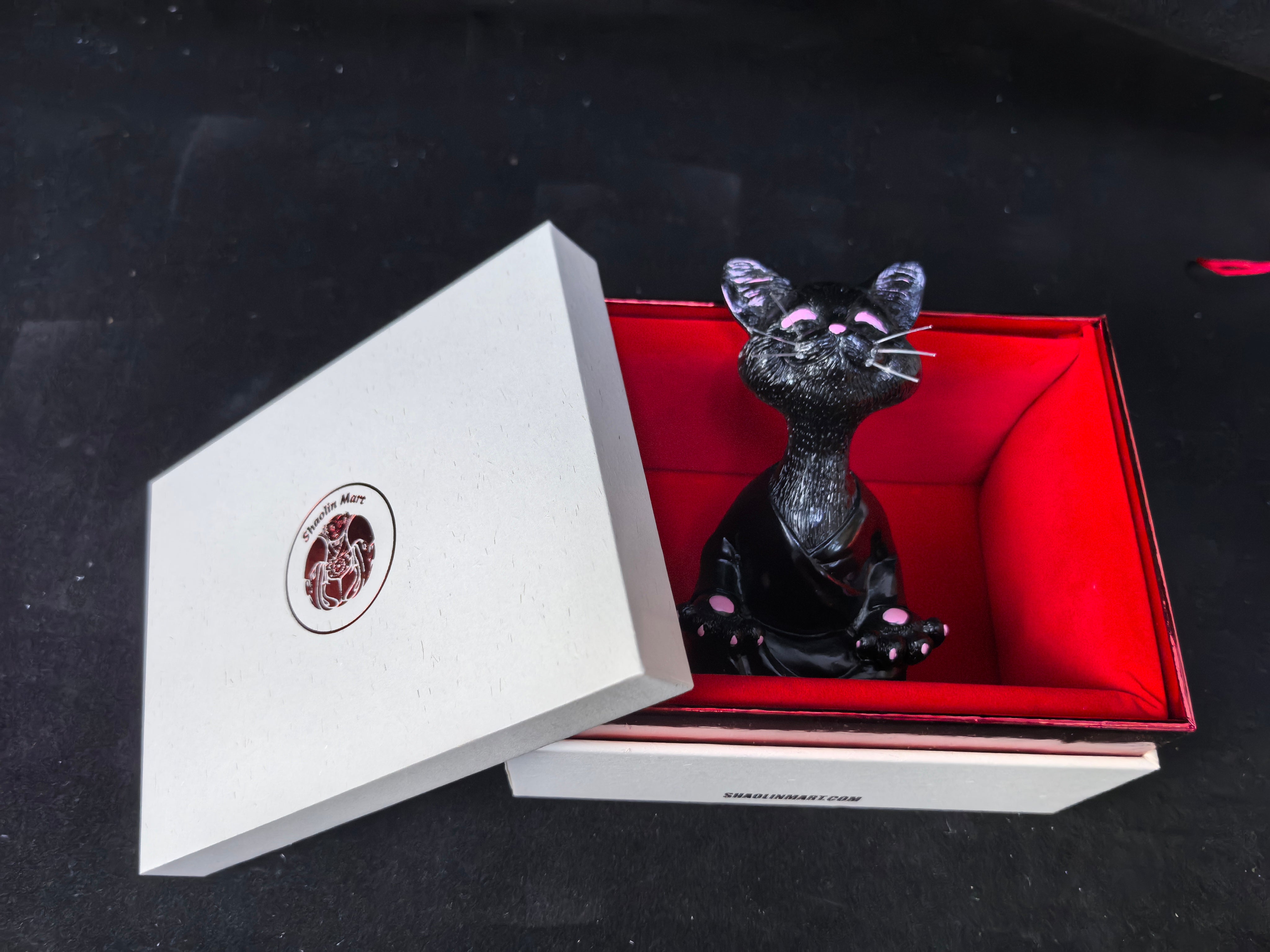 Quiet Joy – Hand-Painted Buddha-Inspired Meditation Cat Figurine