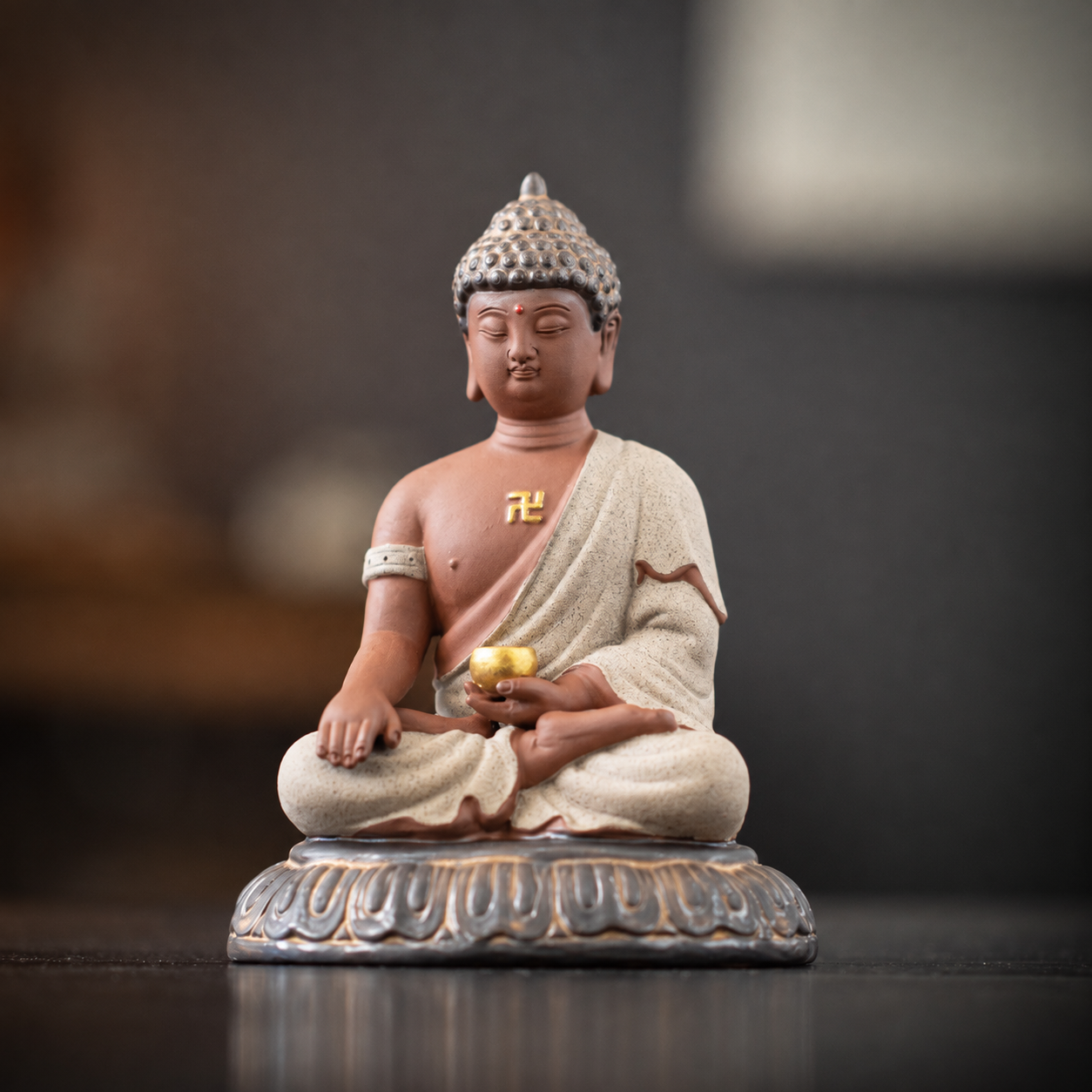 Ceramic Shakyamuni Buddha Statue – ShaolinMart Handcrafted Lotus Sculpture