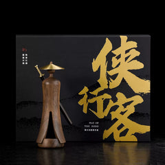 Wooden Incense Burner Gift Set – Swordsman Figure & Sword Holder