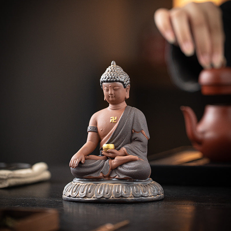 Ceramic Shakyamuni Buddha Statue – ShaolinMart Handcrafted Lotus Sculpture