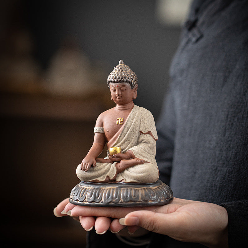 Ceramic Shakyamuni Buddha Statue – ShaolinMart Handcrafted Lotus Sculpture