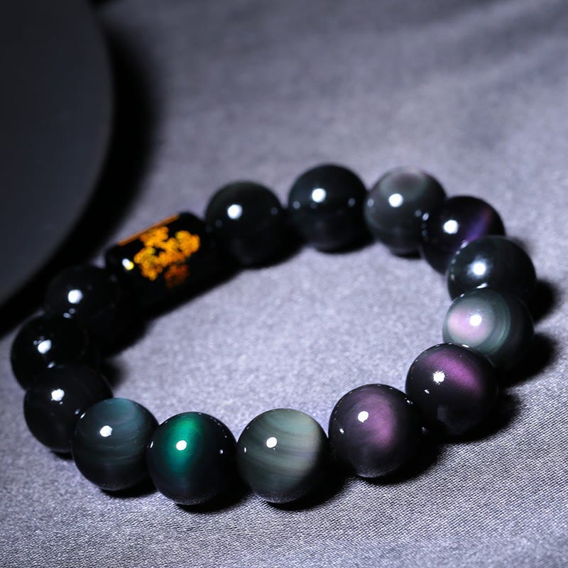 Rest Nest Natural Rainbow Obsidian Positive Transformation Bracelet