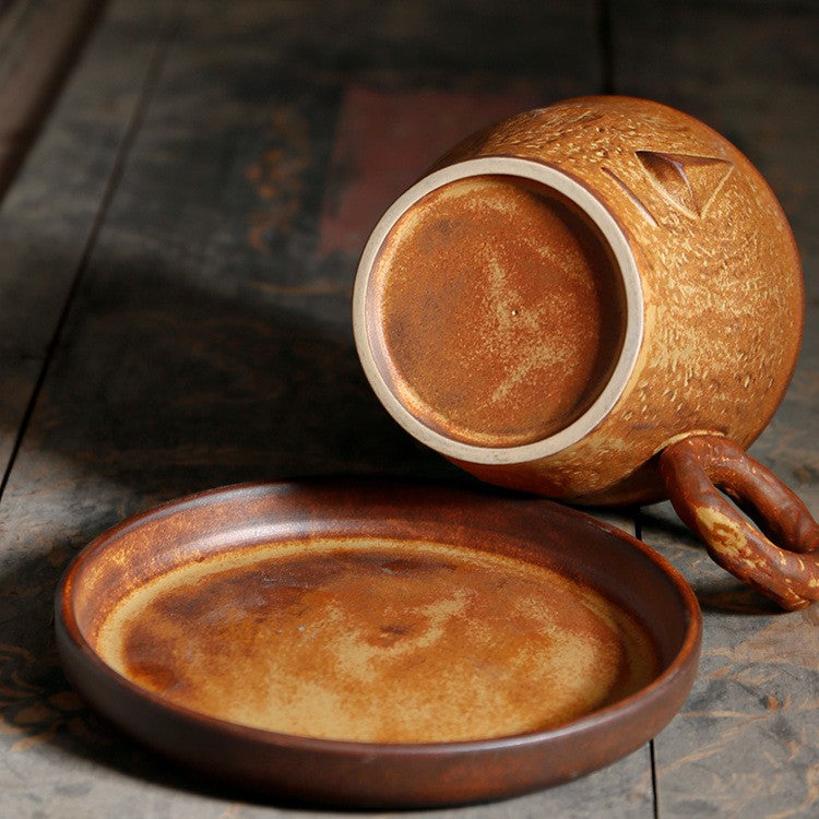 Artisan Hand-Sculpted Smiling Face Ceramic Mug – Rustic Wabi-Sabi Coffee & Breakfast Cup