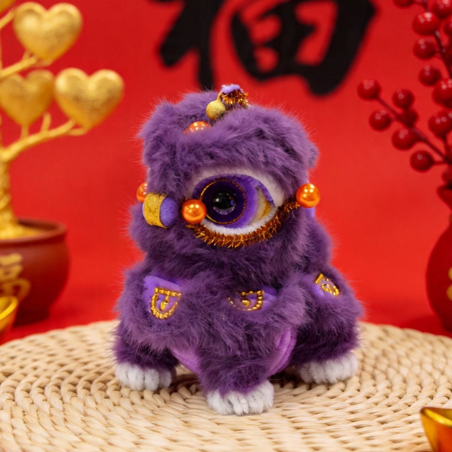 Awakening Lion Plush Ornament – Cheerful Lion Dance Figurine with Cultural Meaning & Good Wishes