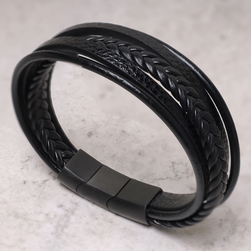 Rest Nest Natural Lava Rock Black Onyx Bead Leather Bracelet