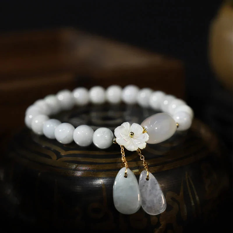ShaoLin Natural White Jade Luck Bracelet