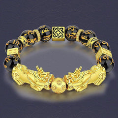 Rest Nest FengShui Double PiXiu Obsidian Om Mani Padme Hum Wealth Bracelet