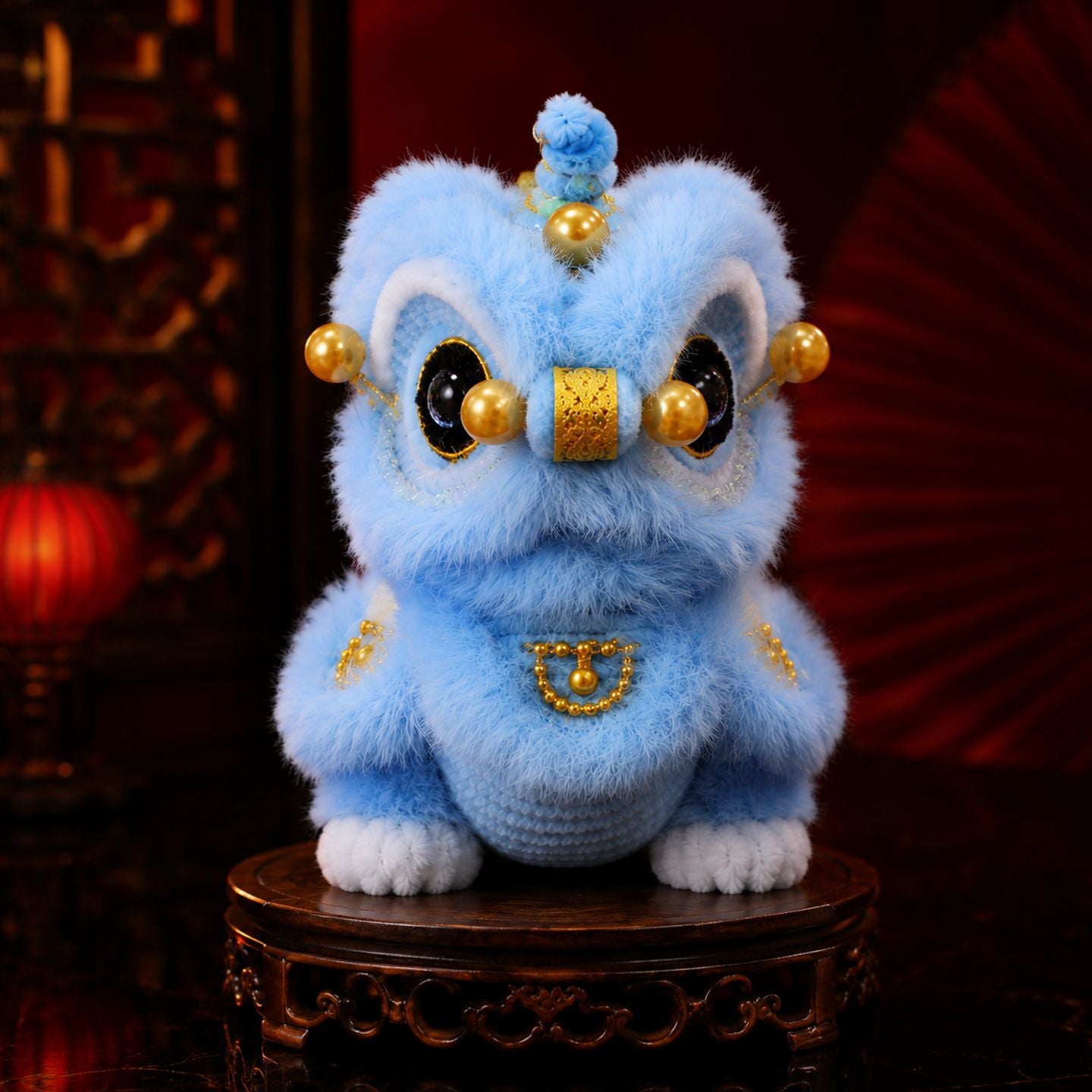 Awakening Lion Plush Ornament – Cheerful Lion Dance Figurine with Cultural Meaning & Good Wishes