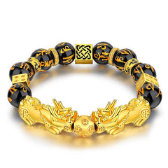 Rest Nest FengShui Double PiXiu Obsidian Om Mani Padme Hum Wealth Bracelet