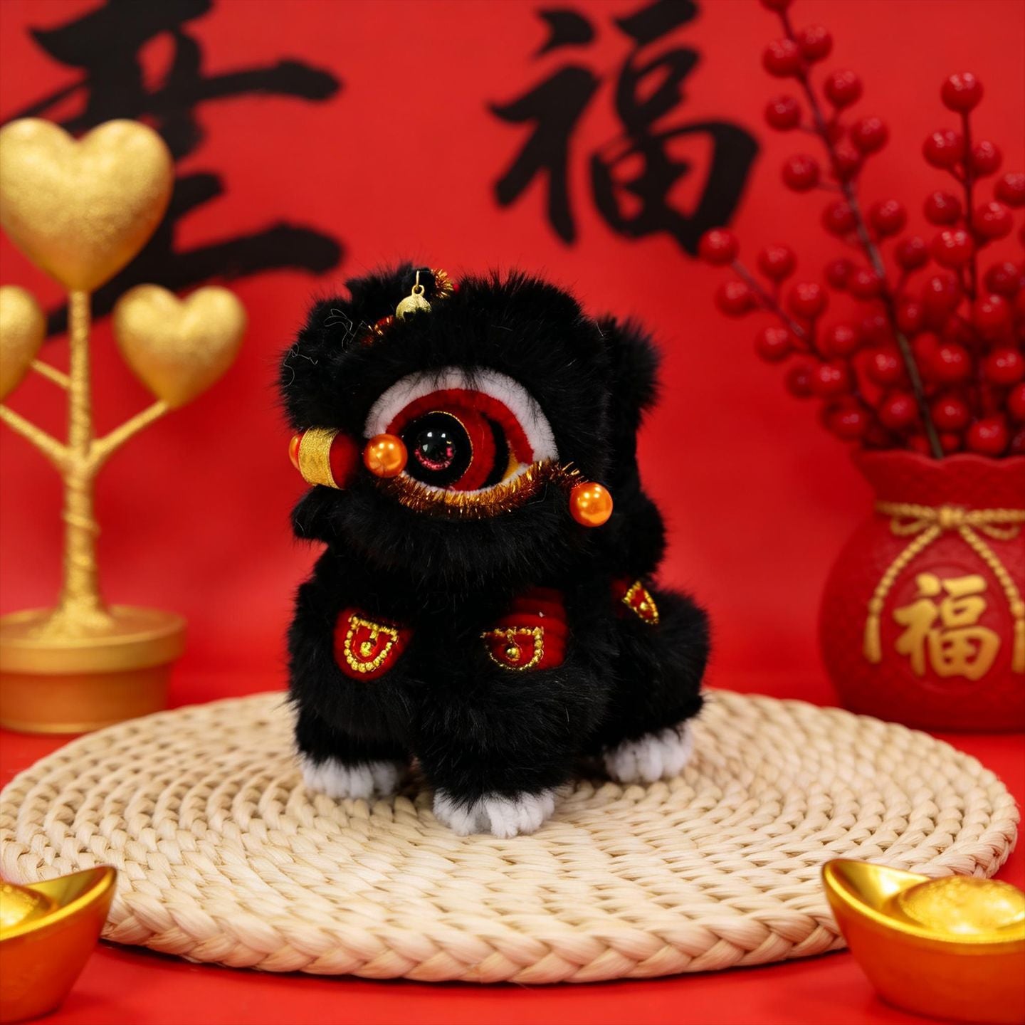 Awakening Lion Plush Ornament – Cheerful Lion Dance Figurine with Cultural Meaning & Good Wishes