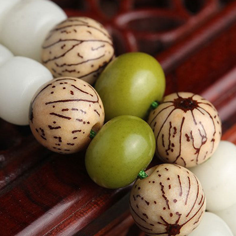 Rest Nest White Jade Bodhi Lotus Mala Harmony Necklace Bracelet