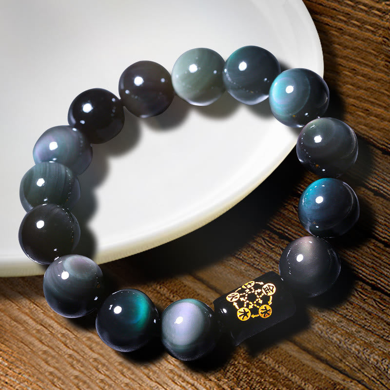 Rest Nest Natural Rainbow Obsidian Positive Transformation Bracelet