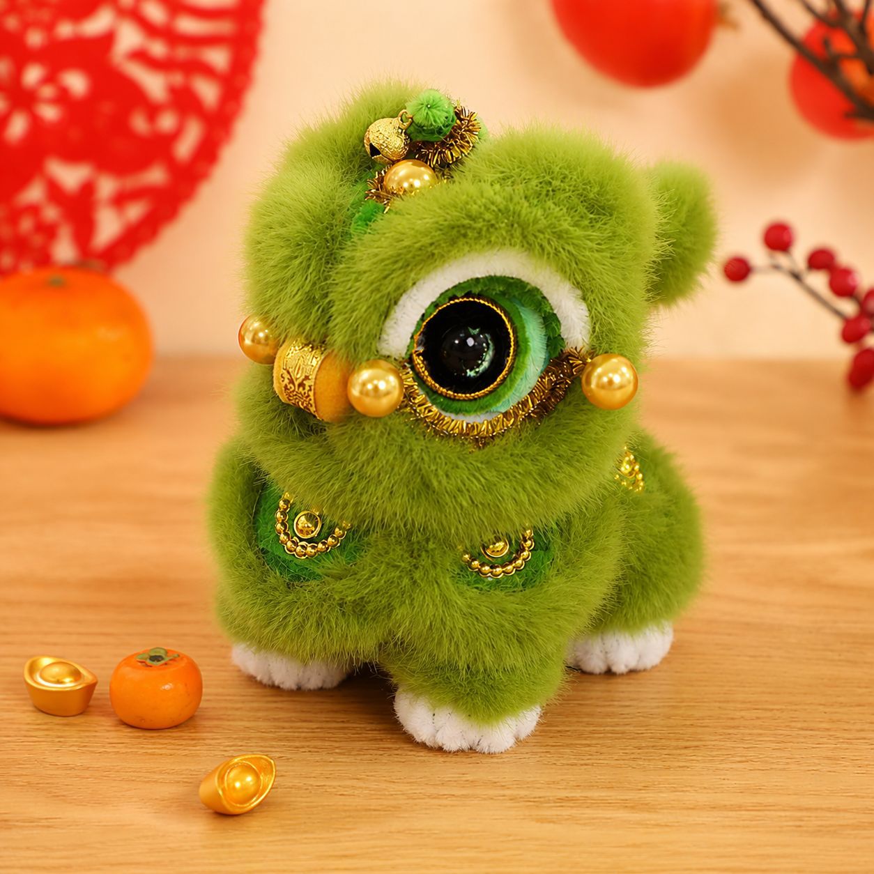 Awakening Lion Plush Ornament – Cheerful Lion Dance Figurine with Cultural Meaning & Good Wishes
