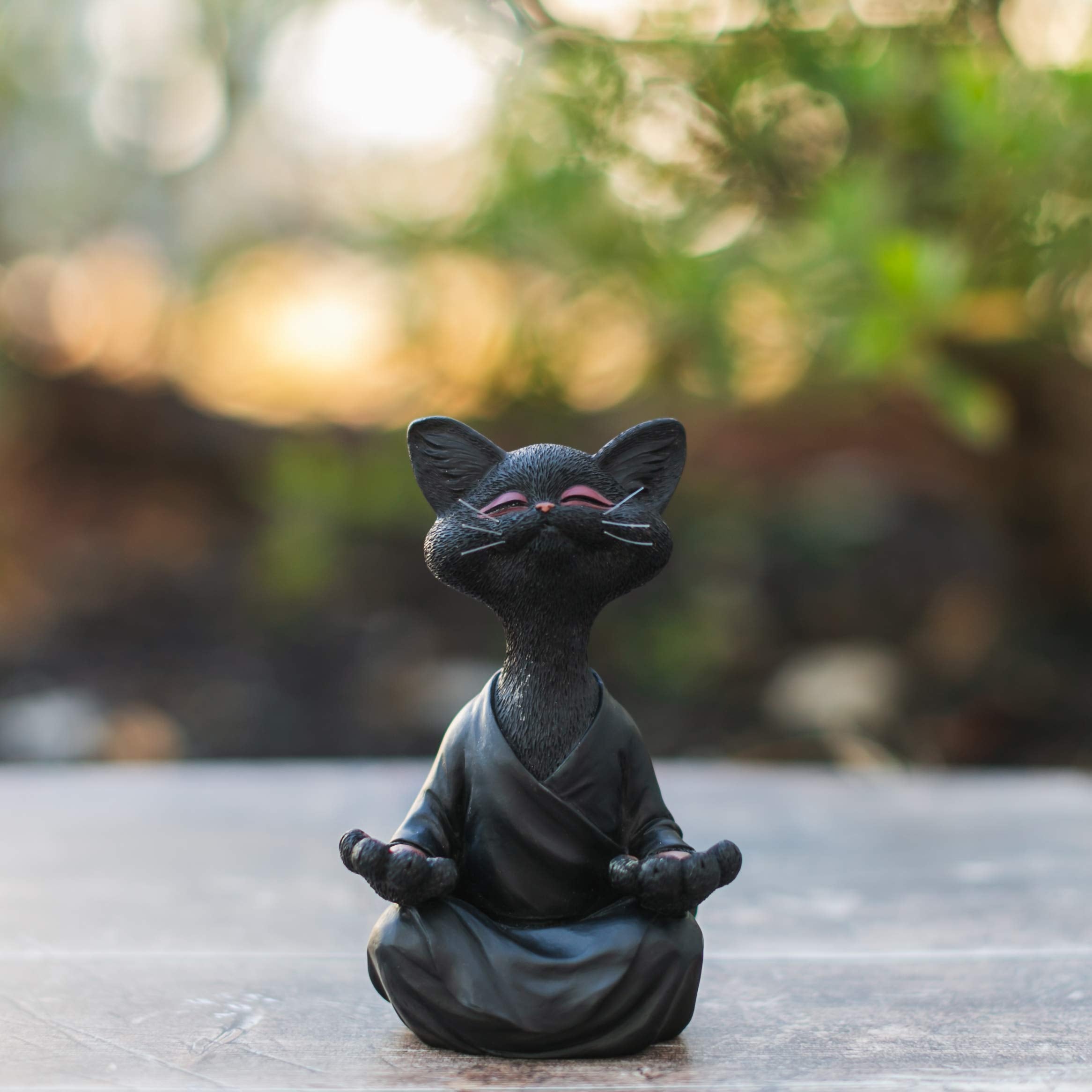 Quiet Joy – Hand-Painted Buddha-Inspired Meditation Cat Figurine