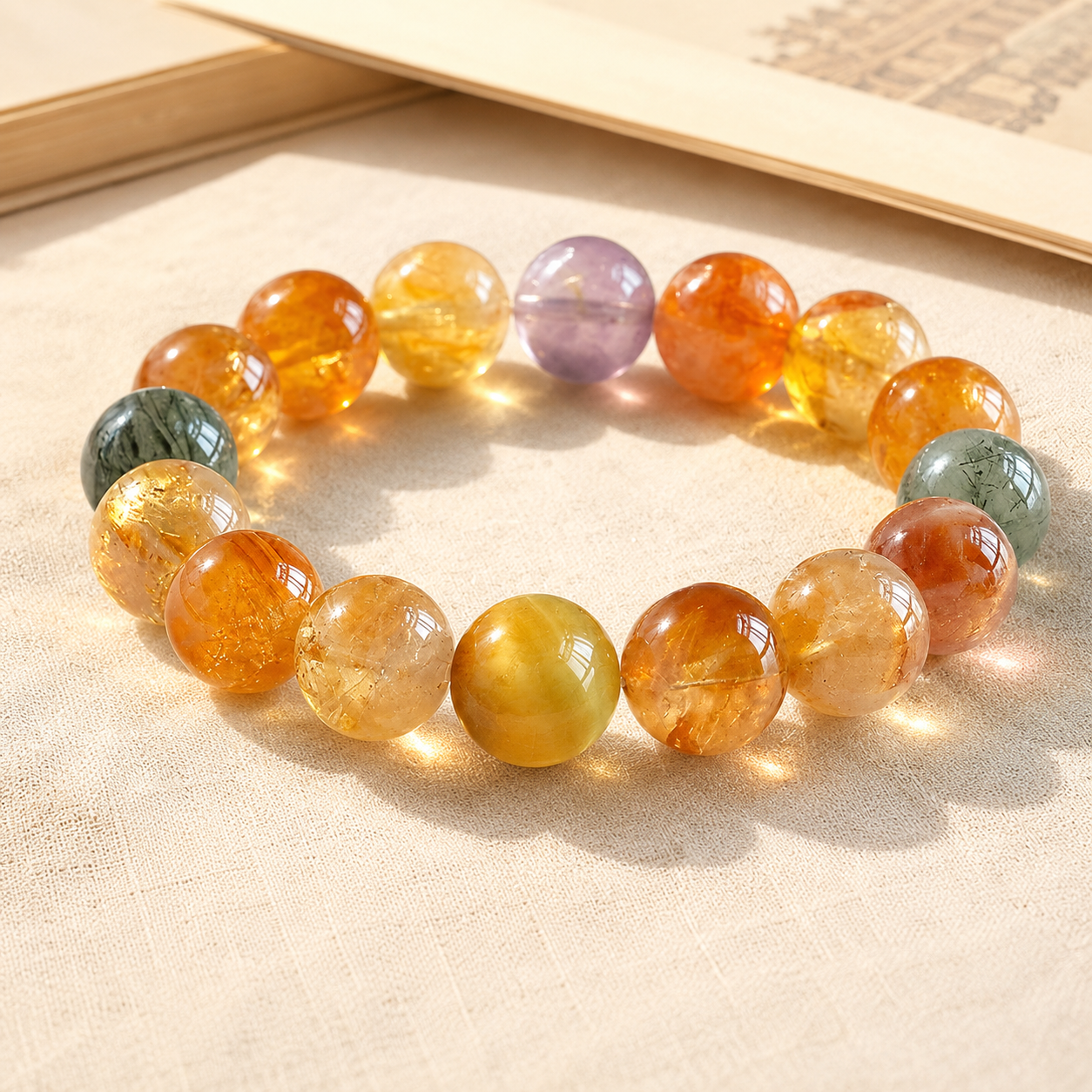 Handcrafted Natural Citrine Tower Quartz & Golden Tiger's Eye Energy Bracelet – Wealth & Career Abundance Crystal Bead Strand