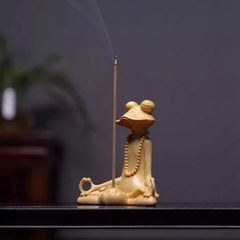 Shaolin Masterwork Series: Rare Boxwood Carving - "The Zen Frog" Incense Holder
