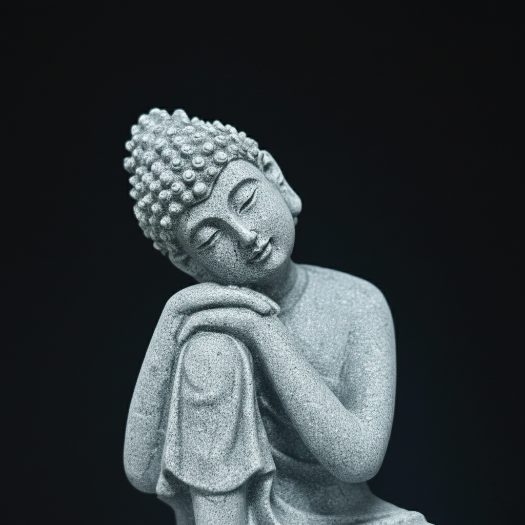 Minimalist Resting Figure Statue – Shakyamuni Inspired Sandstone Decor for Home & Desk