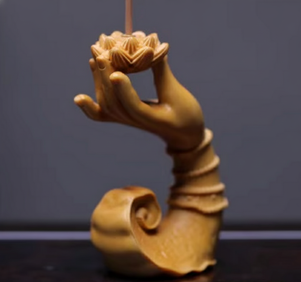 Shaolin Masterwork Series: Rare Boxwood Carving - "The Hand of Serenity" Incense Holder