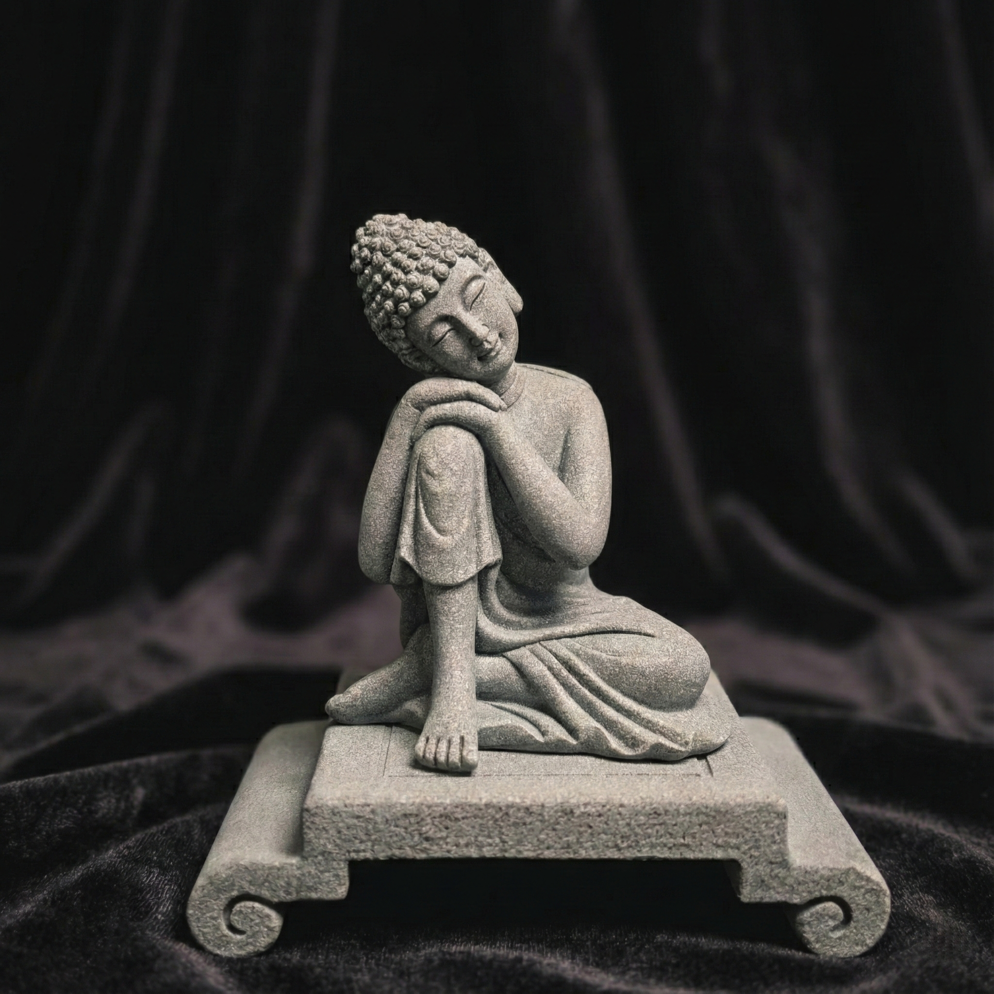 Minimalist Resting Figure Statue – Shakyamuni Inspired Sandstone Decor for Home & Desk