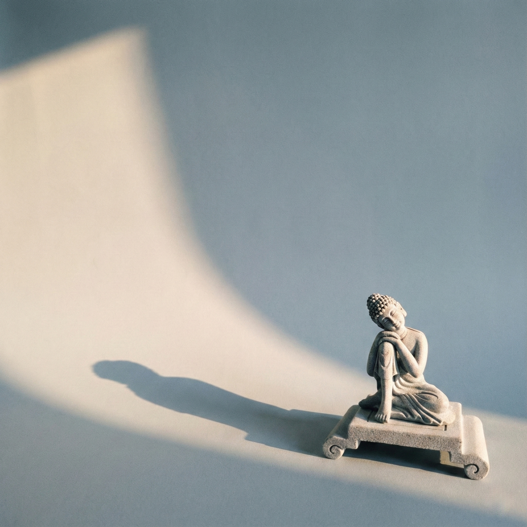 Minimalist Resting Figure Statue – Shakyamuni Inspired Sandstone Decor for Home & Desk