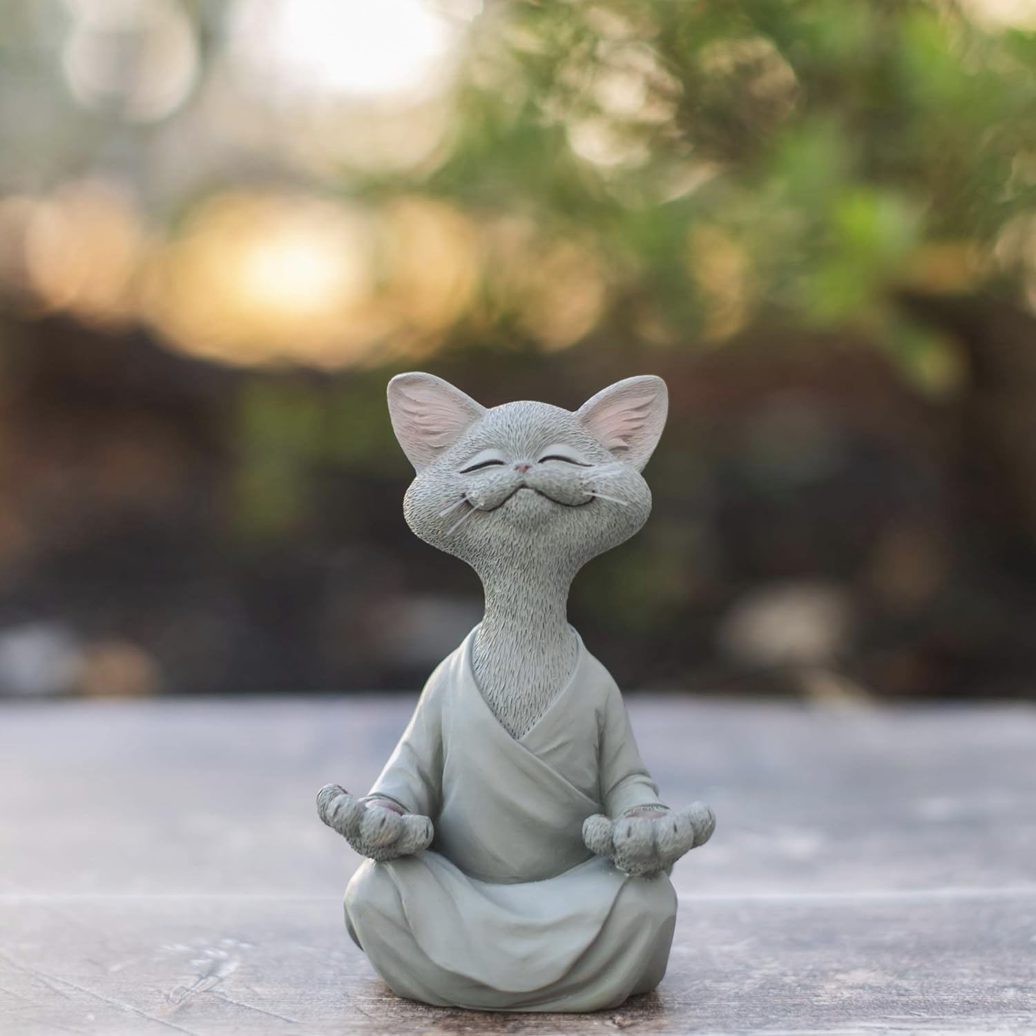 Quiet Joy – Hand-Painted Buddha-Inspired Meditation Cat Figurine