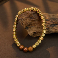 Golden Light Mantra Solid Copper Bead Bracelet with Thunderstruck Jujube Wood – Symbol of Protection & Balance - ShaolinMart